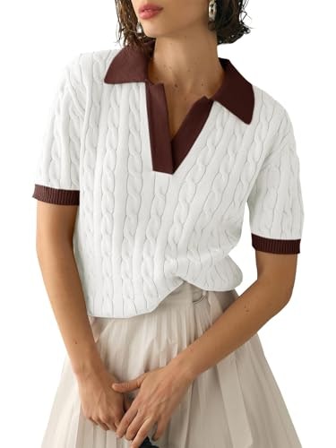 Imily Bela Women's Cable Knit V-Neck Short Sleeve Sweater: $19.98 Imily Bela Women's Cable Knit V-Neck Short Sleeve Sweater: $19.98