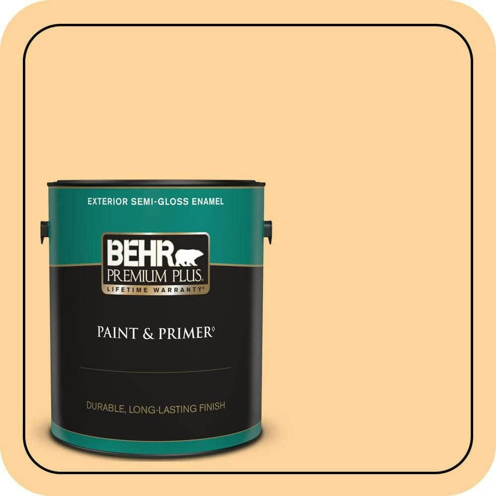 Behr #P240-3 Mango Nectar 1-Gallon Semi-Gloss Exterior Paint and Primer: $51.98
