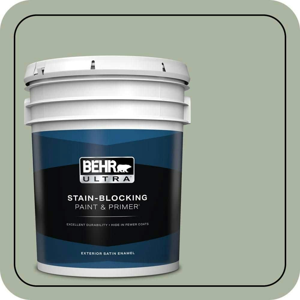 Behr Laurel Mist Satin Enamel Exterior Paint and Primer 5-Gallon: $283 Behr Laurel Mist Satin Enamel Exterior Paint and Primer 5-Gallon: $283