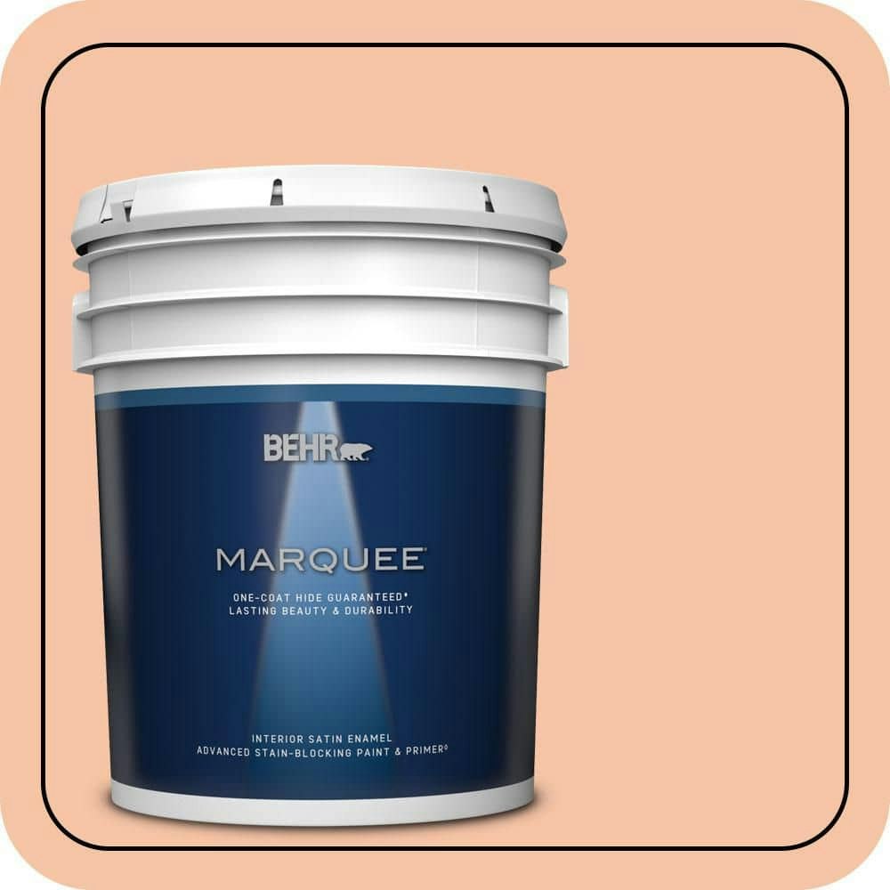 Behr 5-Gallon Peach Damask Satin Interior Paint and Primer: $287 Behr 5-Gallon Peach Damask Satin Interior Paint and Primer: $287