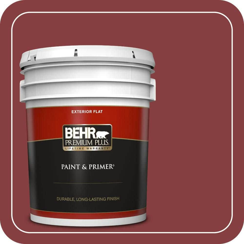 Behr Cherry Cobbler 5-Gallon Flat Exterior Paint and Primer: $215