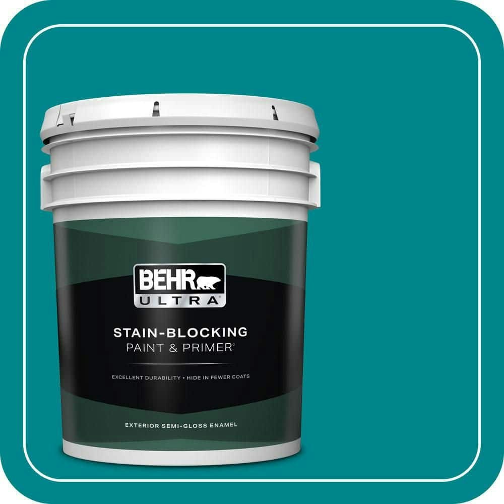 Tucson Teal 5-Gallon Exterior Semi-Gloss Enamel Paint and Primer: $293 Tucson Teal 5-Gallon Exterior Semi-Gloss Enamel Paint and Primer: $293