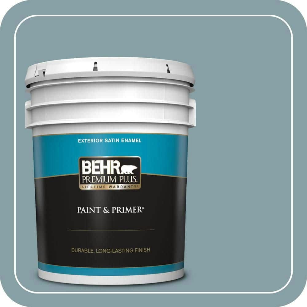 Aqua Gray 5-Gallon Satin Enamel Exterior Paint and Primer: $225 Aqua Gray 5-Gallon Satin Enamel Exterior Paint and Primer: $225