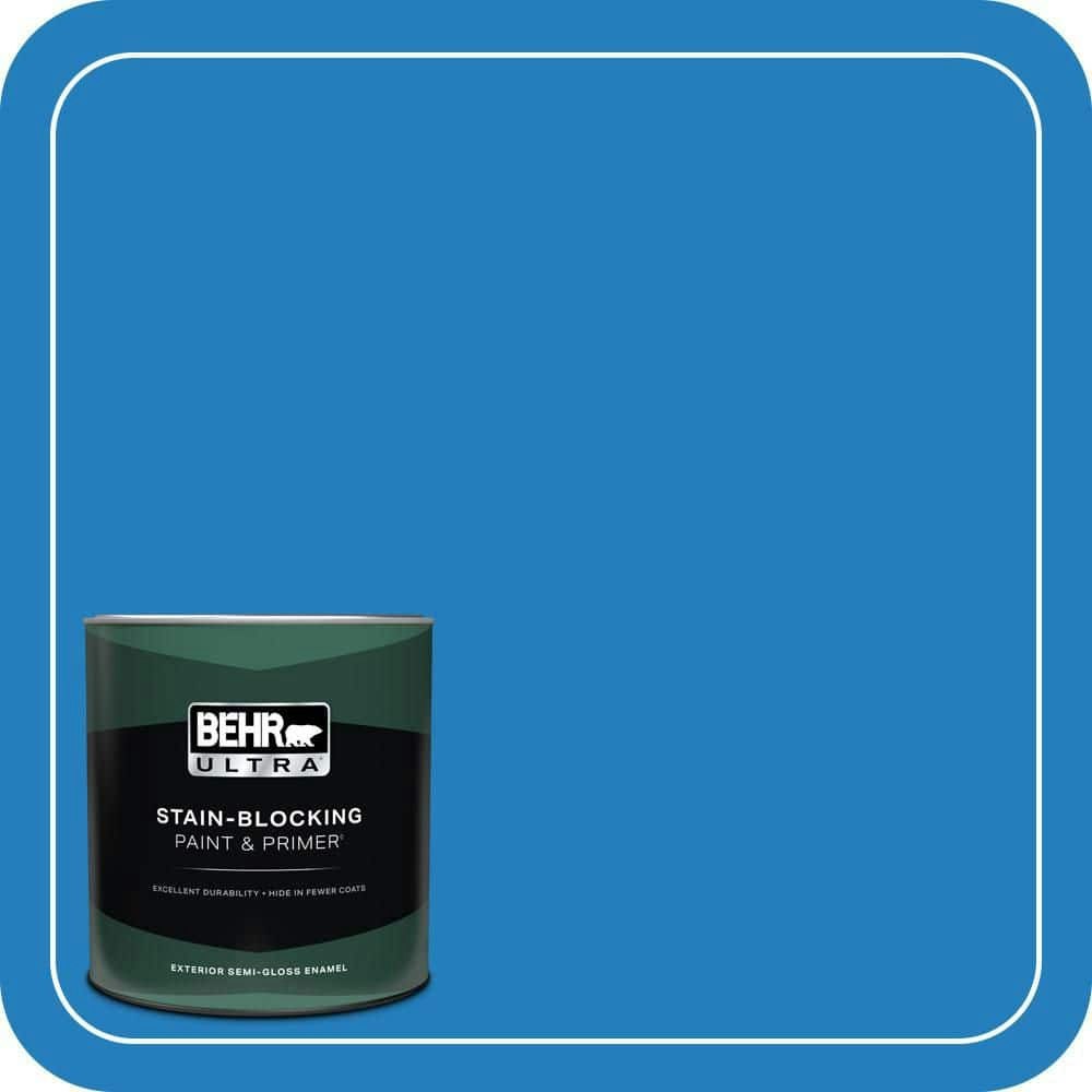 Behr Brilliant Blue 1-Quart Semi-Gloss Exterior Paint and Primer: $30.98 Behr Brilliant Blue 1-Quart Semi-Gloss Exterior Paint and Primer: $30.98
