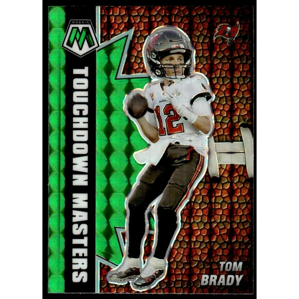 2021 Panini Mosaic Tom Brady Touchdown Masters Green Parallel Card: $16 2021 Panini Mosaic Tom Brady Touchdown Masters Green Parallel Card: $16