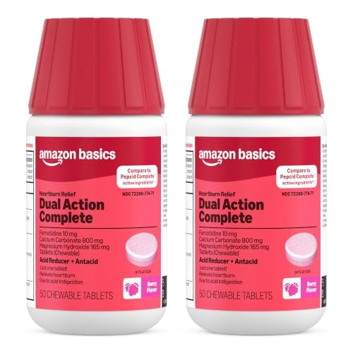 Amazon Basics Dual Action Chewable Antacid Tablets 50-Count 2-Pack: $28.10 Amazon Basics Dual Action Chewable Antacid Tablets 50-Count 2-Pack: $28.10