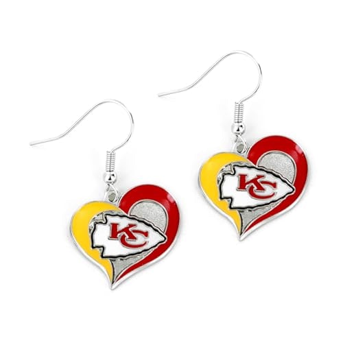 Aminco Kansas City Chiefs Swirl Heart Earrings: $6 Aminco Kansas City Chiefs Swirl Heart Earrings: $6