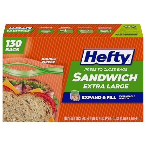 Hefty Extra Large Press to Close Sandwich Bags 130-Count: $4.49