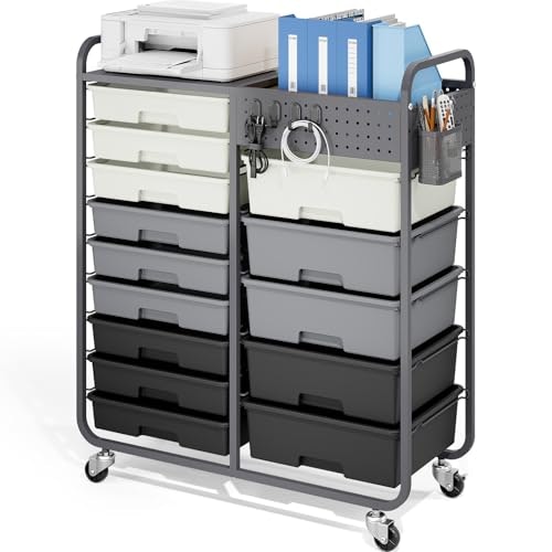 14-Drawer Rolling Storage Cart with Tabletop and Pegboard: $107.07 14-Drawer Rolling Storage Cart with Tabletop and Pegboard: $107.07