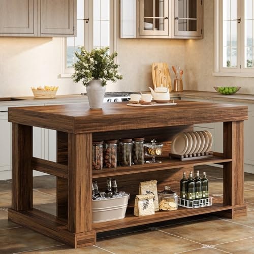 Tribesigns 55-Inch Farmhouse Kitchen Island with Seating and Storage: $242.99 Tribesigns 55-Inch Farmhouse Kitchen Island with Seating and Storage: $242.99