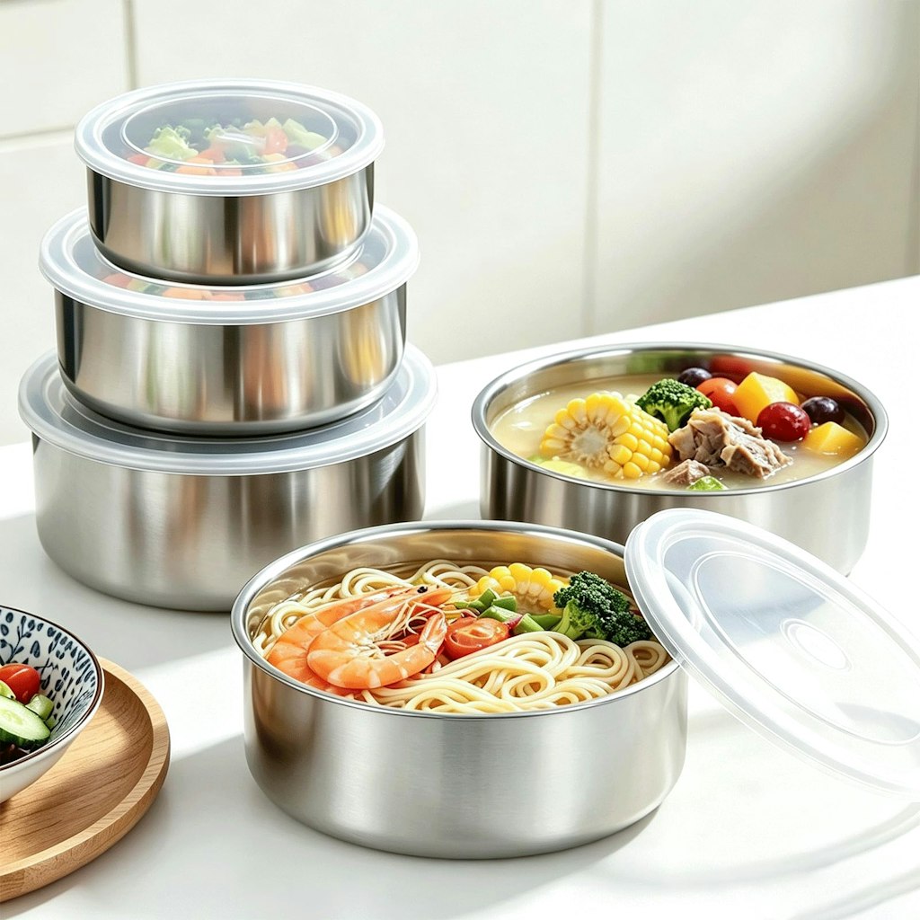 5-Piece Stainless Steel Food Storage Container Set: $3.80