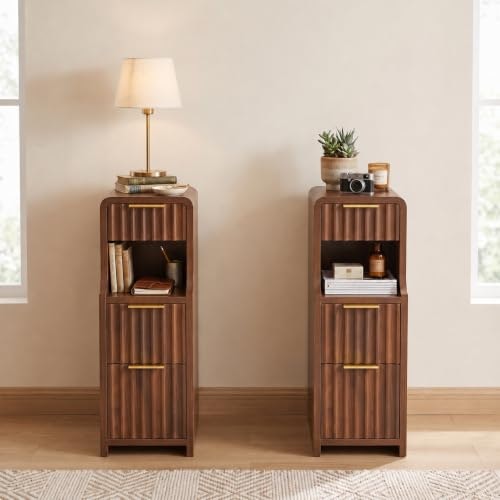 Etrona Living 3-Drawer Fluted Narrow Nightstand 2-Pack: $118.30