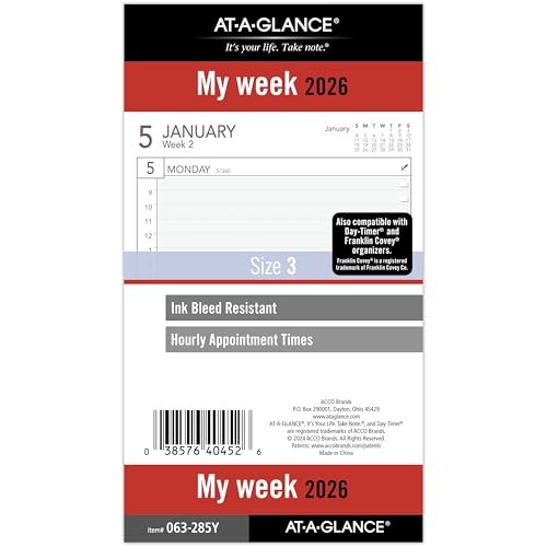 At-A-Glance 2026 Weekly Planner Refill 3-3/4" x 6-3/4": $14.47 At-A-Glance 2026 Weekly Planner Refill 3-3/4" x 6-3/4": $14.47