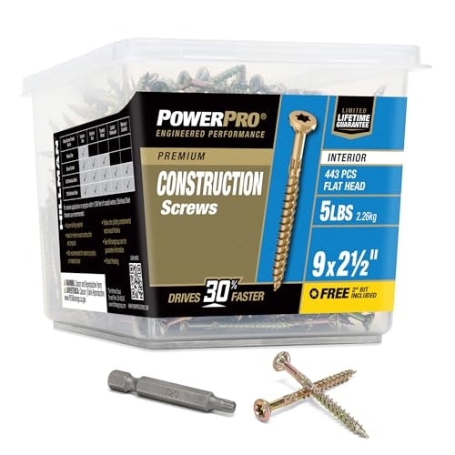 Power Pro #9 x 2-1/2-inch Gold Zinc Wood Screws 443-Pack: $32.99 Power Pro #9 x 2-1/2-inch Gold Zinc Wood Screws 443-Pack: $32.99
