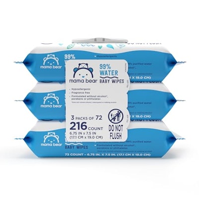 Mama Bear 98% Water Baby Wipes 216-Count for $8 + free shipping w/ Prime
