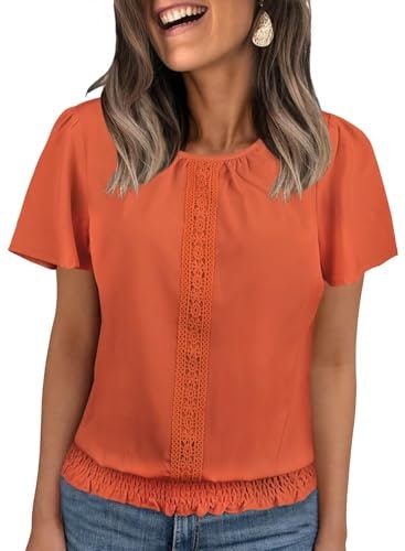 Falechay Women's Flutter Sleeve Lace Blouse: $25.49 Falechay Women's Flutter Sleeve Lace Blouse: $25.49