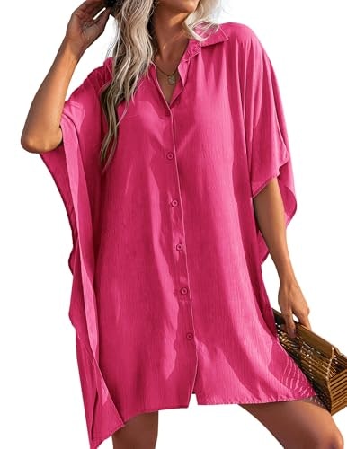 Ekouaer Women's Button Down Oversized Bikini Cover-Up Shirt: $19.99 Ekouaer Women's Button Down Oversized Bikini Cover-Up Shirt: $19.99