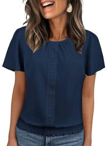 Falechay Women's Flutter Sleeve Scoop Neck Lace Top: $22.07 Falechay Women's Flutter Sleeve Scoop Neck Lace Top: $22.07