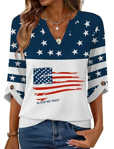 Kistore Women's V-Neck 3/4-Sleeve Patriotic Shirt: $16.99 Kistore Women's V-Neck 3/4-Sleeve Patriotic Shirt: $16.99