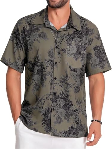 Men's Short Sleeve Floral Button-Down Shirt: $6.64