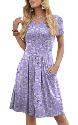 DouBCQ Women's Casual Short Sleeve Pleated Floral Dress: $17.99 DouBCQ Women's Casual Short Sleeve Pleated Floral Dress: $17.99