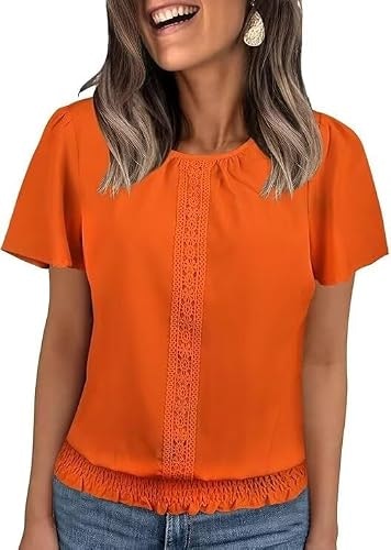 Falechay Women's Flutter Sleeve Lace Blouse: $25.49