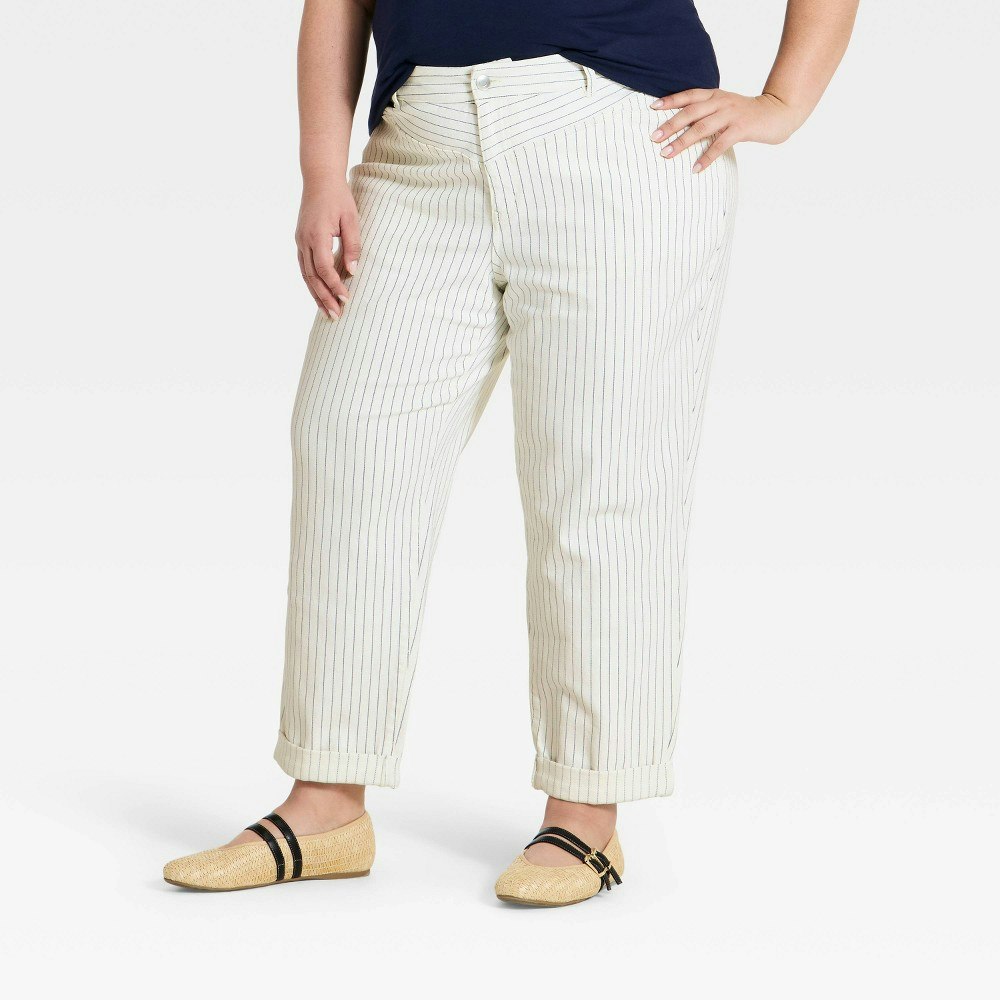Ava & Viv Women's Mid-Rise Pinstripe Boyfriend Jeans: $31.50