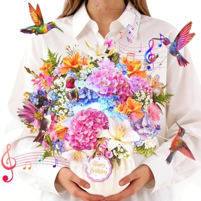 Musical Pop-Up Hummingbird Birthday Card for $13 + free shipping w/ Prime