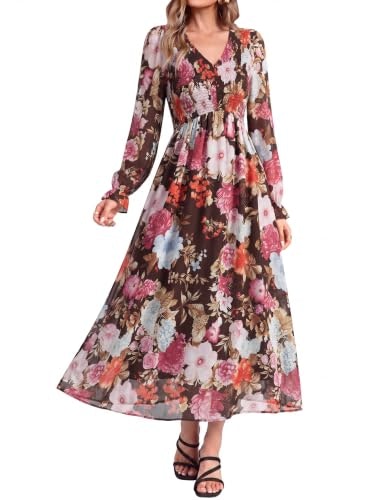 Simplee Women's Floral Long Sleeve Maxi Dress: $36.78