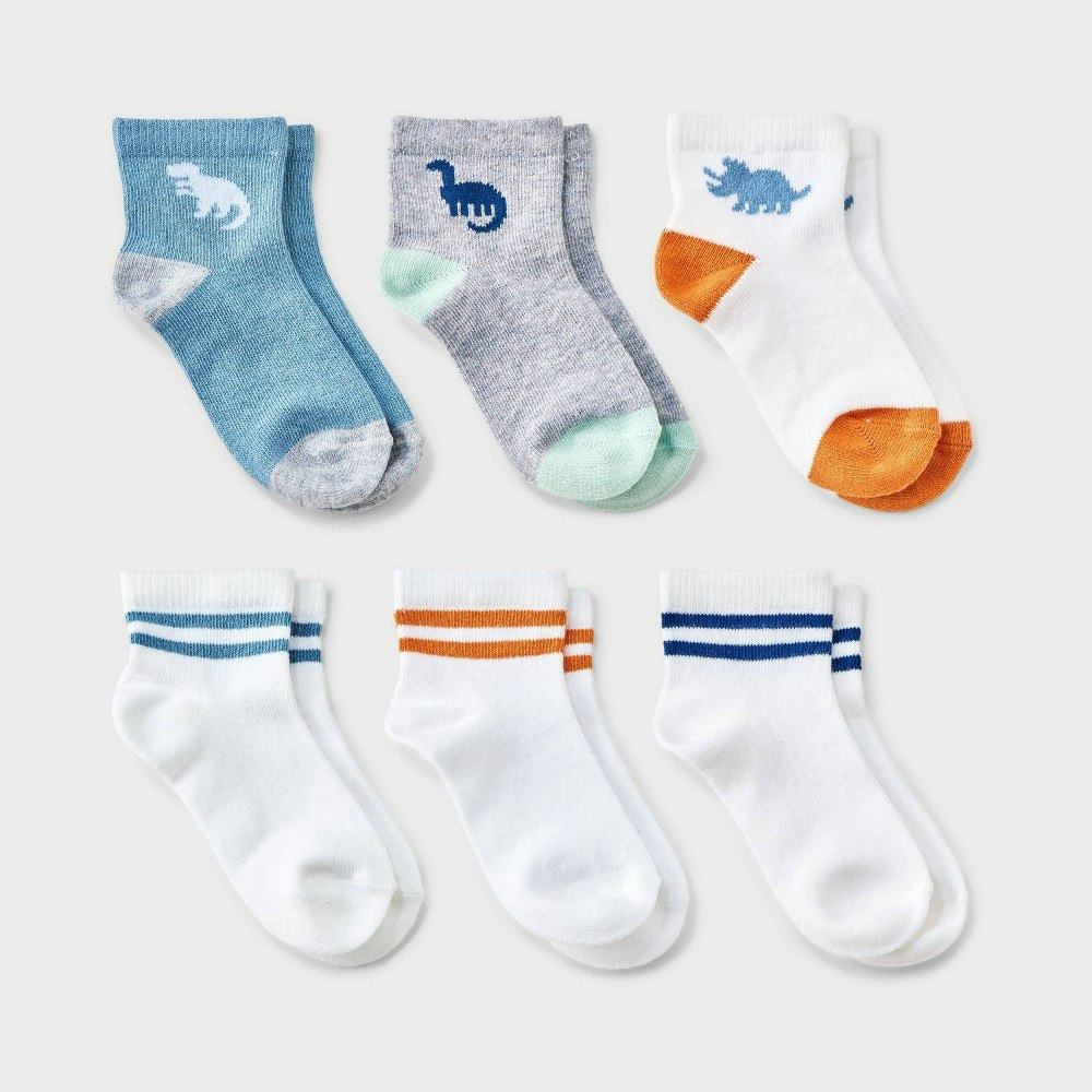 Cat & Jack Toddler Dinosaur Striped Socks 6-Pack: $9