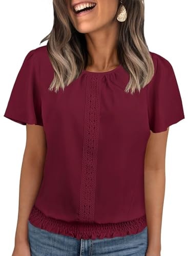 Falechay Women's Flutter Sleeve Lace Blouse: $25.49 Falechay Women's Flutter Sleeve Lace Blouse: $25.49