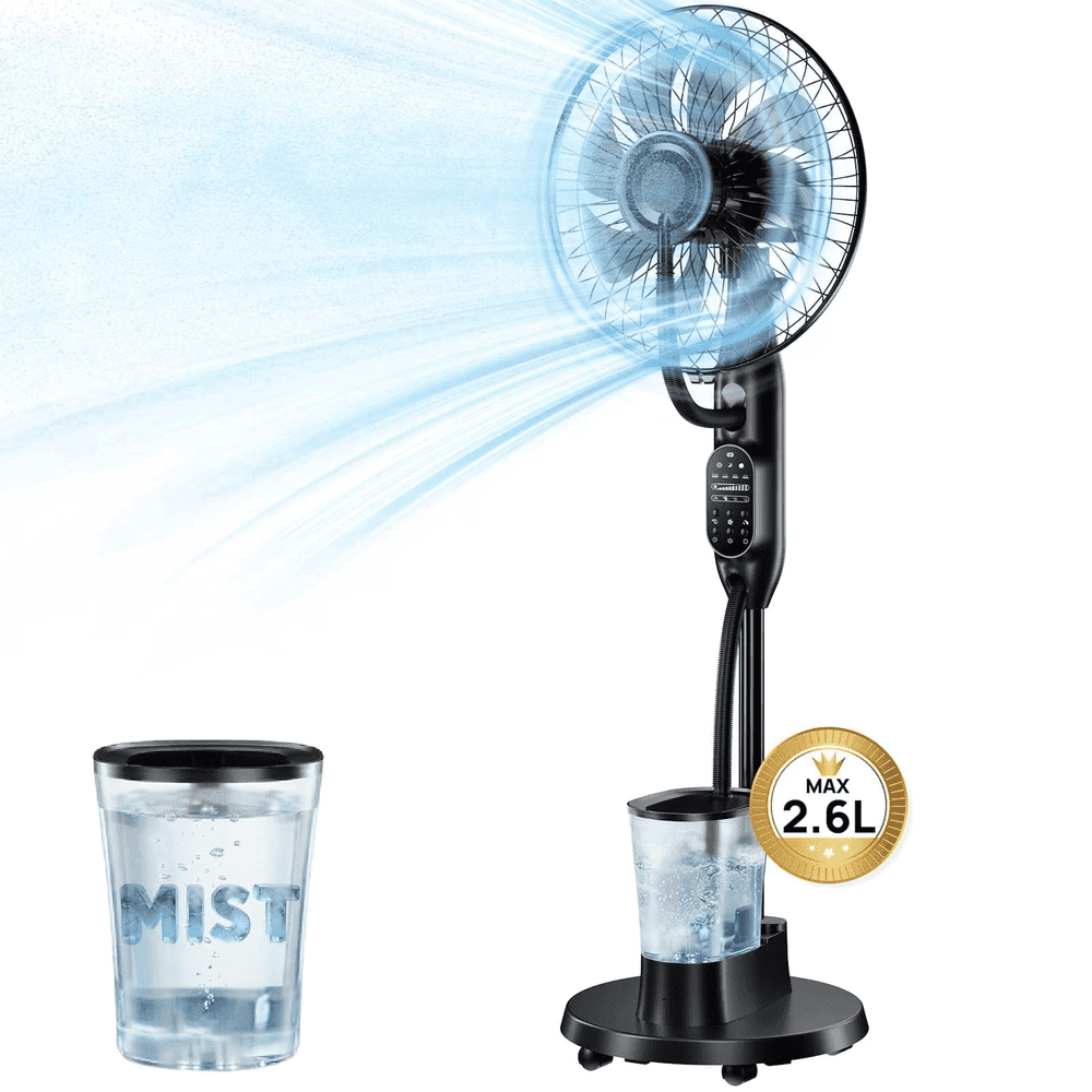 Pedestal Misting Fan with 2.6L Tank: $75.99