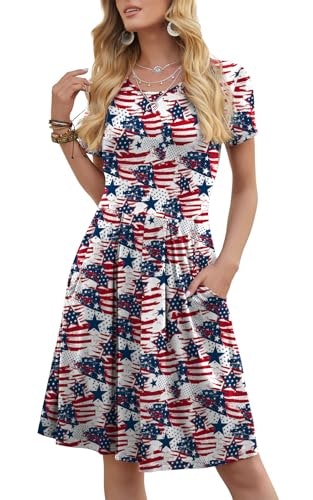 DouBCQ Women's Casual Short Sleeve Flag Pleated Dress: $17.99 DouBCQ Women's Casual Short Sleeve Flag Pleated Dress: $17.99