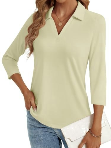 Lyhipss Women's 3/4 Sleeve V-Neck Polo Tunic Top: $14.24 Lyhipss Women's 3/4 Sleeve V-Neck Polo Tunic Top: $14.24