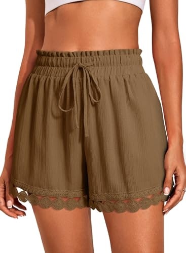 Dokotoo Women's Elastic High Waist Lace Wide Leg Shorts: $11.99 Dokotoo Women's Elastic High Waist Lace Wide Leg Shorts: $11.99
