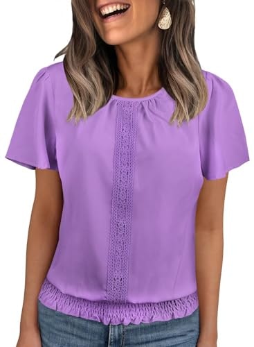 Falechay Women's Flutter Sleeve Lace Blouse: $25.49 Falechay Women's Flutter Sleeve Lace Blouse: $25.49