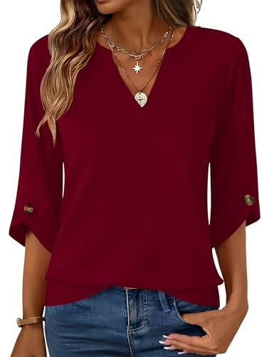 Kistore Women's 3/4-Sleeve V-Neck Blouse: $16.99 Kistore Women's 3/4-Sleeve V-Neck Blouse: $16.99