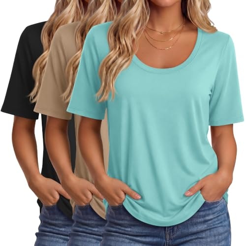 Ficerd Women's Scoop Neck Half Sleeve T-Shirt 3-Pack: $33.99 Ficerd Women's Scoop Neck Half Sleeve T-Shirt 3-Pack: $33.99