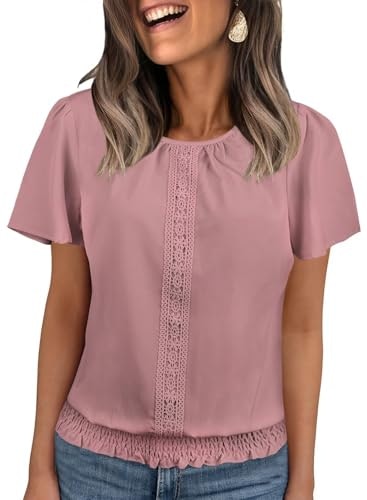 Falechay Women's Flutter Sleeve Lace Scoop Neck Shirt: $22.07 Falechay Women's Flutter Sleeve Lace Scoop Neck Shirt: $22.07
