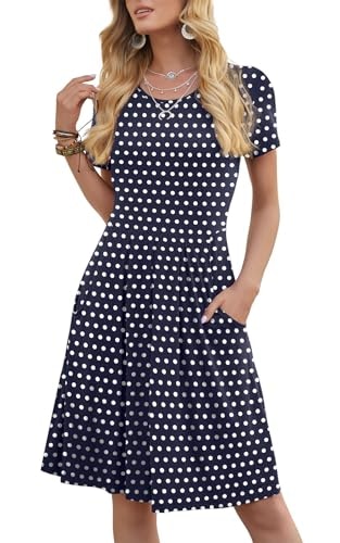 DouBCQ Women's Short Sleeve Flowy Pleated Polka Dot Dress: $17.99 DouBCQ Women's Short Sleeve Flowy Pleated Polka Dot Dress: $17.99