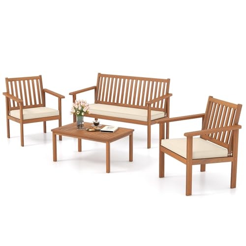 Tangkula 4-Piece Acacia Wood Patio Furniture Set: $224.99 Tangkula 4-Piece Acacia Wood Patio Furniture Set: $224.99