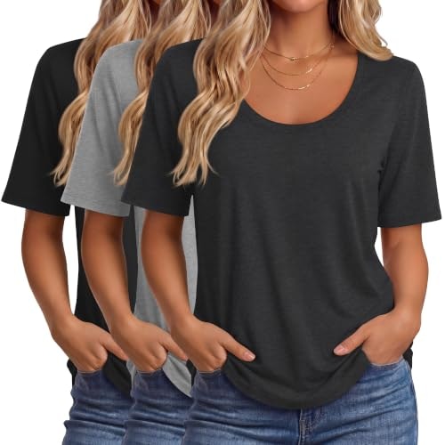 Ficerd Women's Half Sleeve Scoop Neck T-Shirt 3-Pack: $33.99