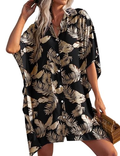 Ekouaer Women's Button Down Oversized Bikini Cover-Up Shirt: $24.22