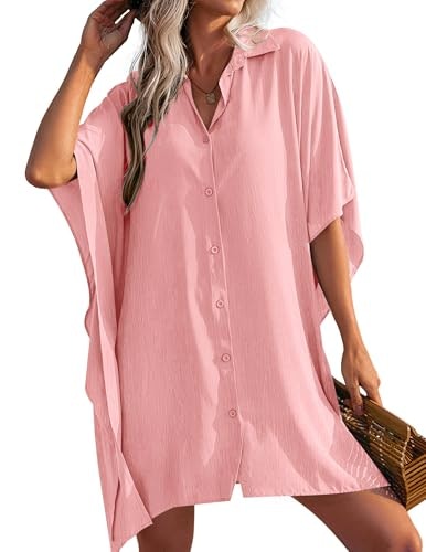 Ekouaer Women's Button Down Oversized Bikini Cover-Up Shirt: $23.79