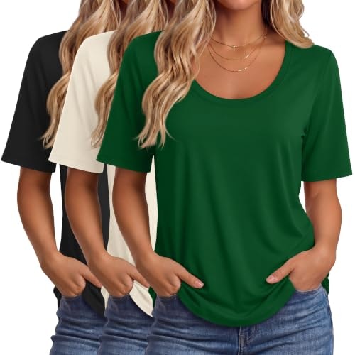 Ficerd Women's Half Sleeve Scoop Neck T-Shirt 3-Pack: $33.99