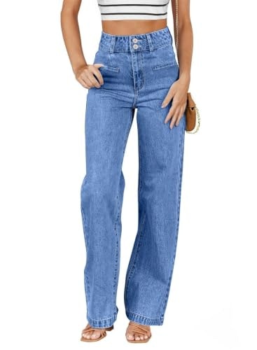 Sidefeel Women's High-Waisted Wide-Leg Stretchy Jeans: $25.49