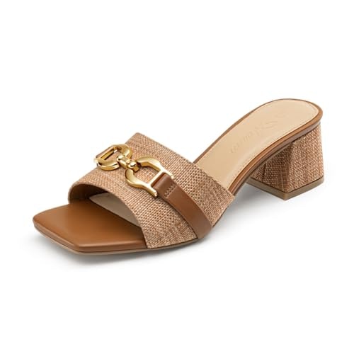 Athlefit Women's Chunky Low Heel Raffia Sandals: $31.99 Athlefit Women's Chunky Low Heel Raffia Sandals: $31.99