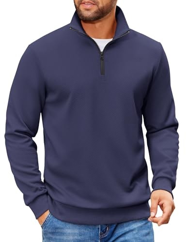 Coofandy Men's Quarter Zip Pullover Sweater Polo: $21.84
