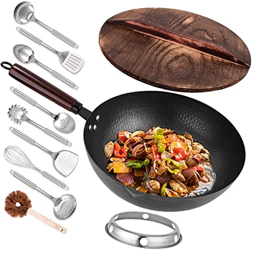 Leidawn 12.8-Inch Carbon Steel Wok 11-Piece Set: $31.97