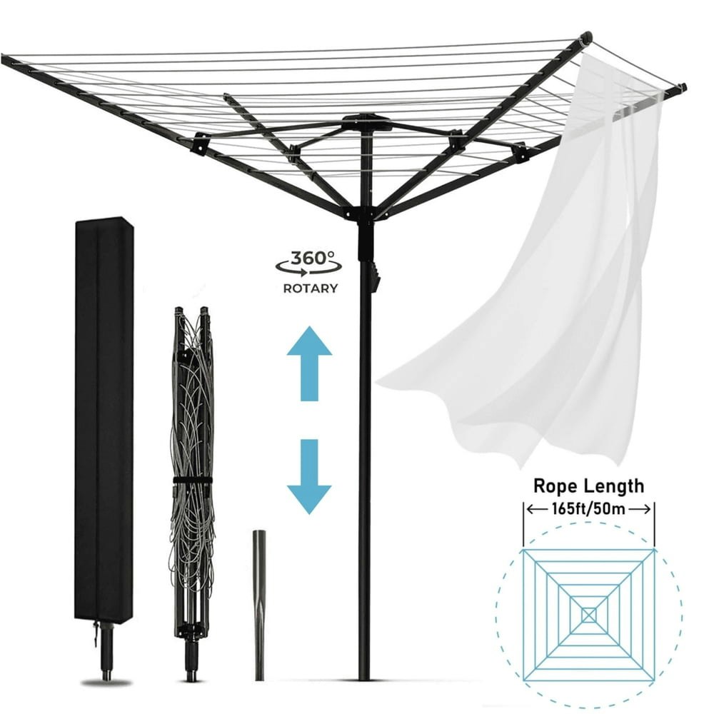Qunbio 165-foot 12-Line Foldable Outdoor Laundry Drying Rack: $62.99